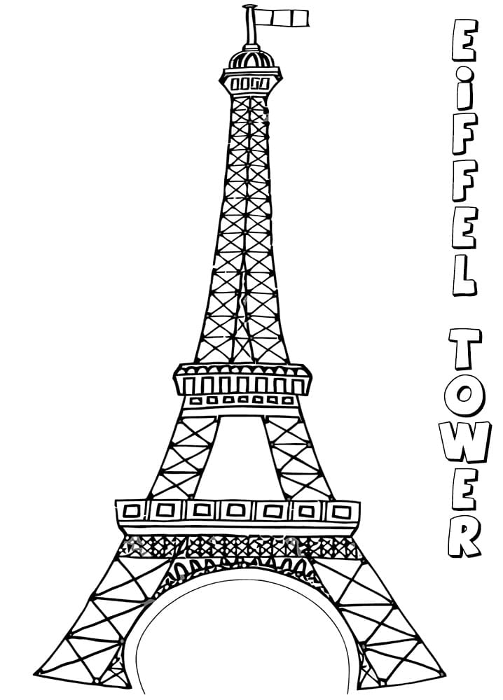 Free eiffel tower printable coloring page