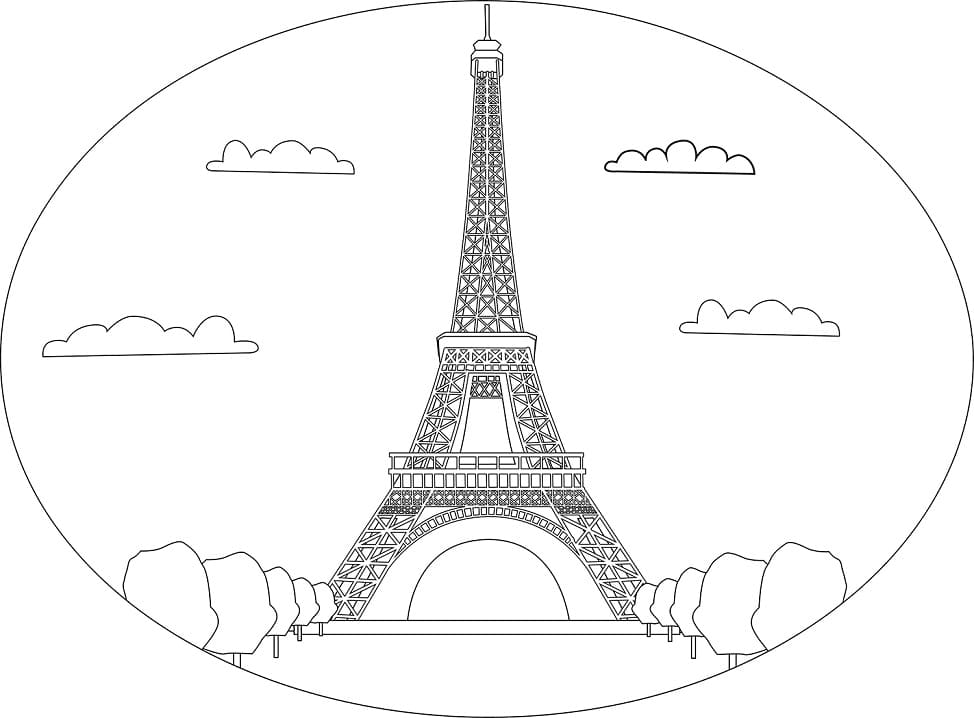 Eiffel tower for children coloring page