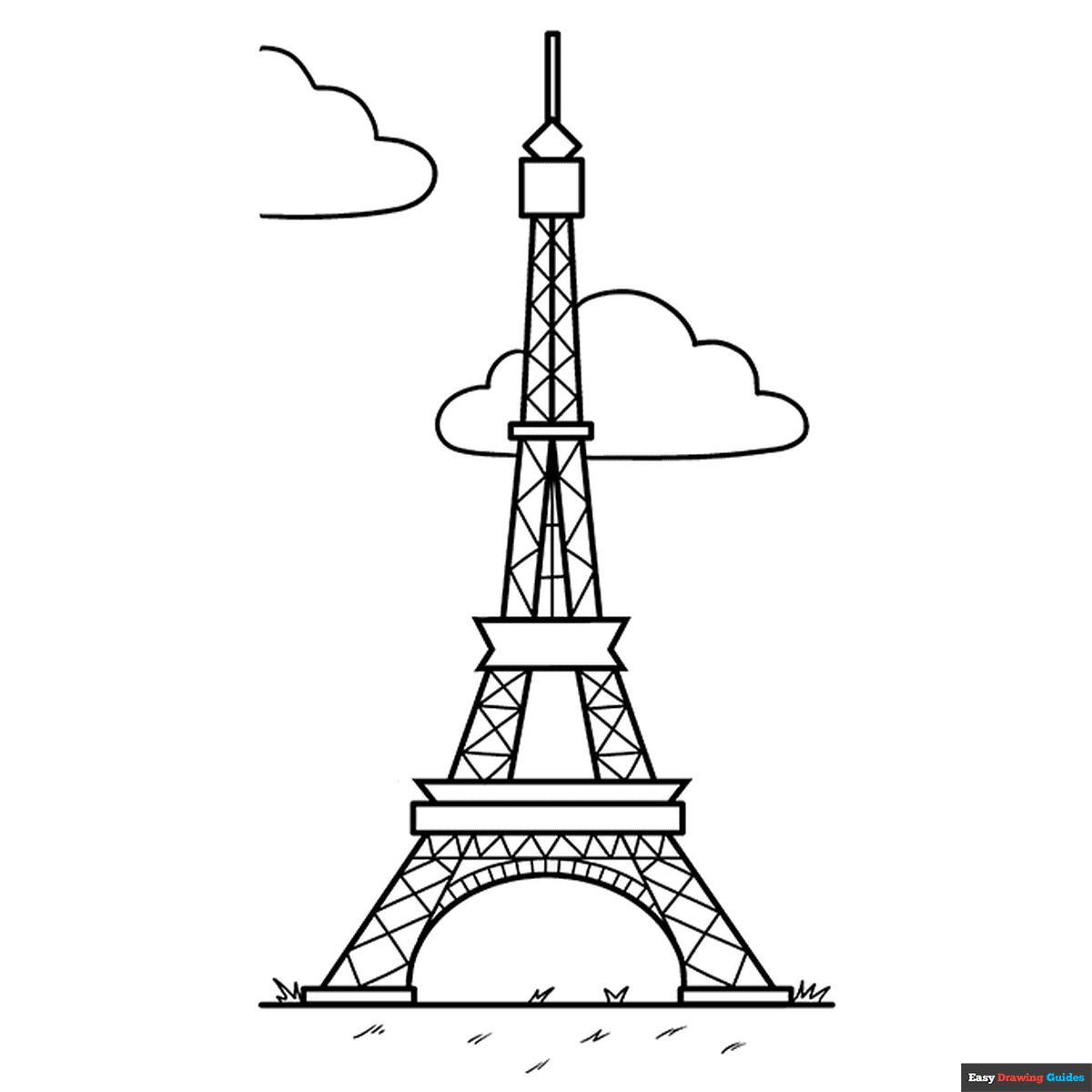 Eiffel tower coloring page easy drawing guides