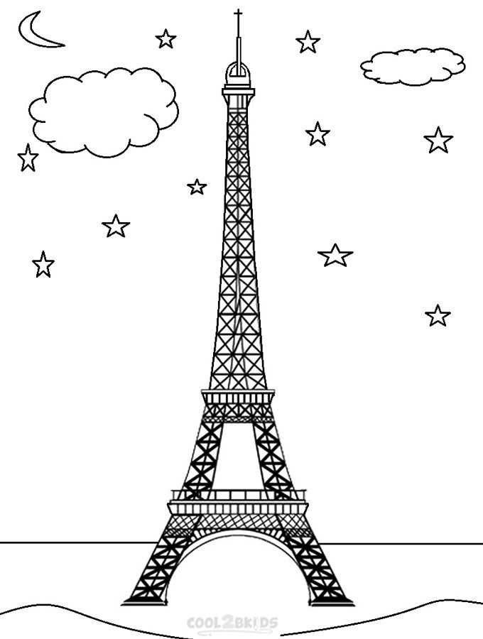 Coloring pages for kids eiffel tower clip art coloring pages