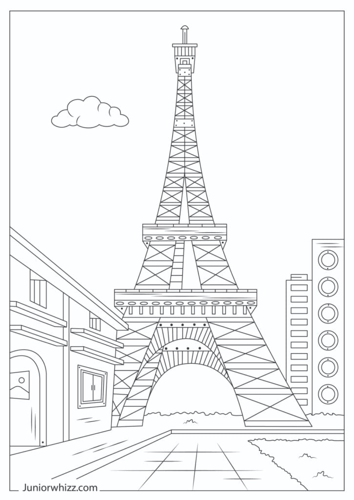 Eiffel tower coloring pages for kids printable pdfs