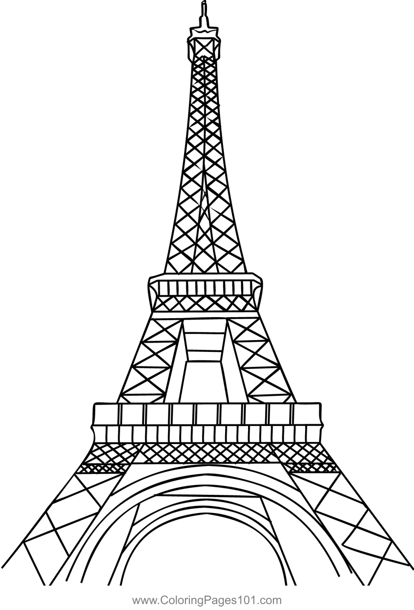 Eiffel tower coloring page for kids