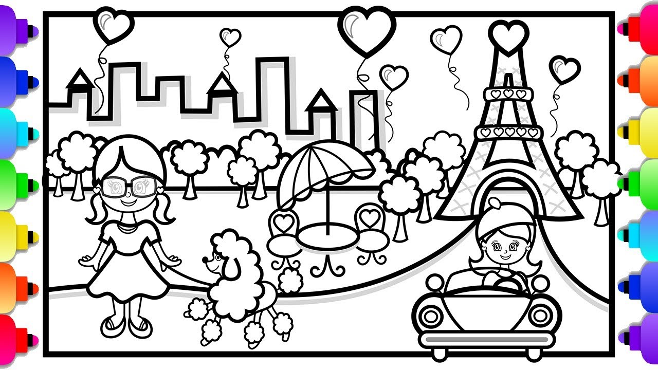 Glitter eiffel tower drawing and coloring for kids âðððððâ paris eiffel tower coloring page