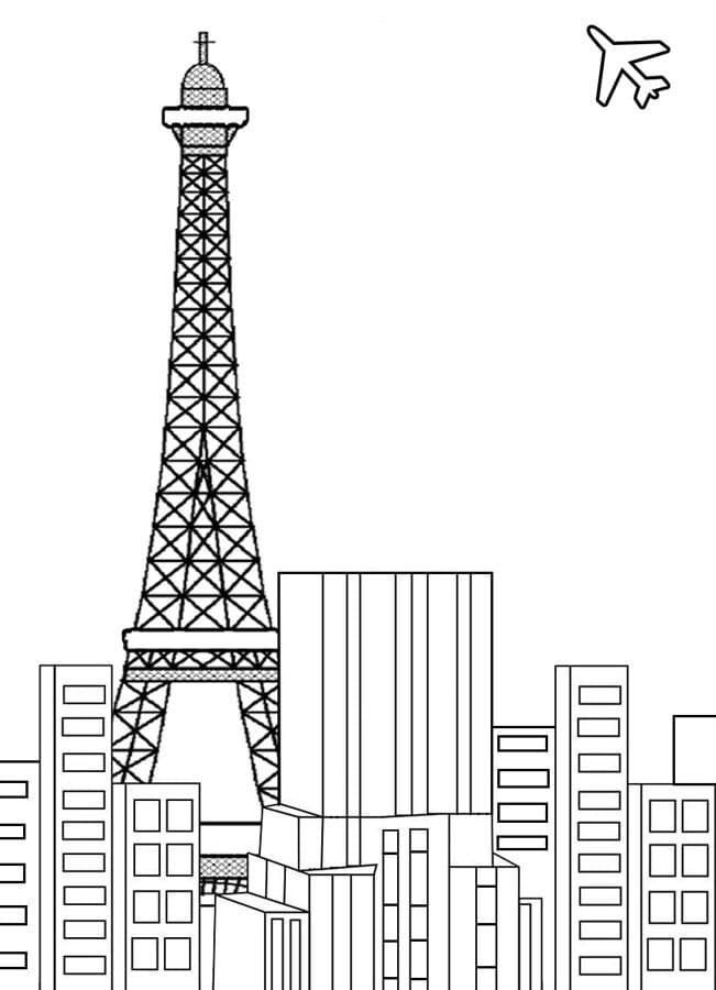 Free eiffel tower coloring page