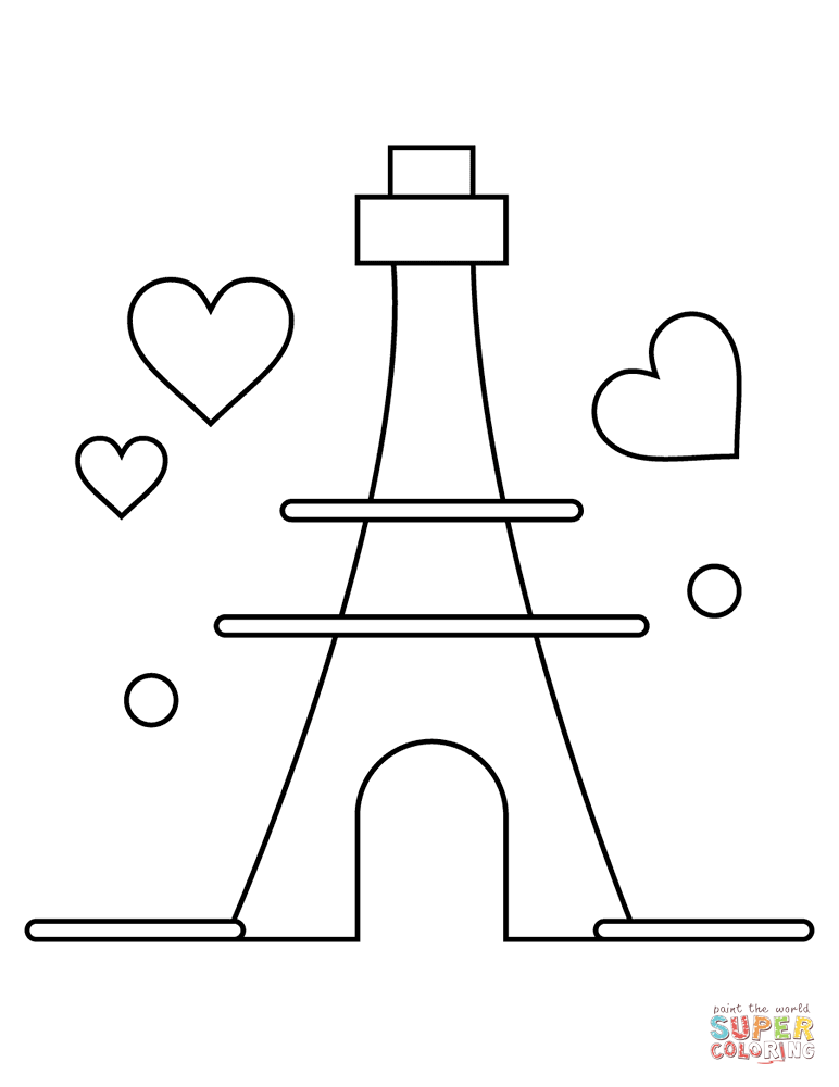 Valentines day eiffel tower coloring page free printable coloring pages