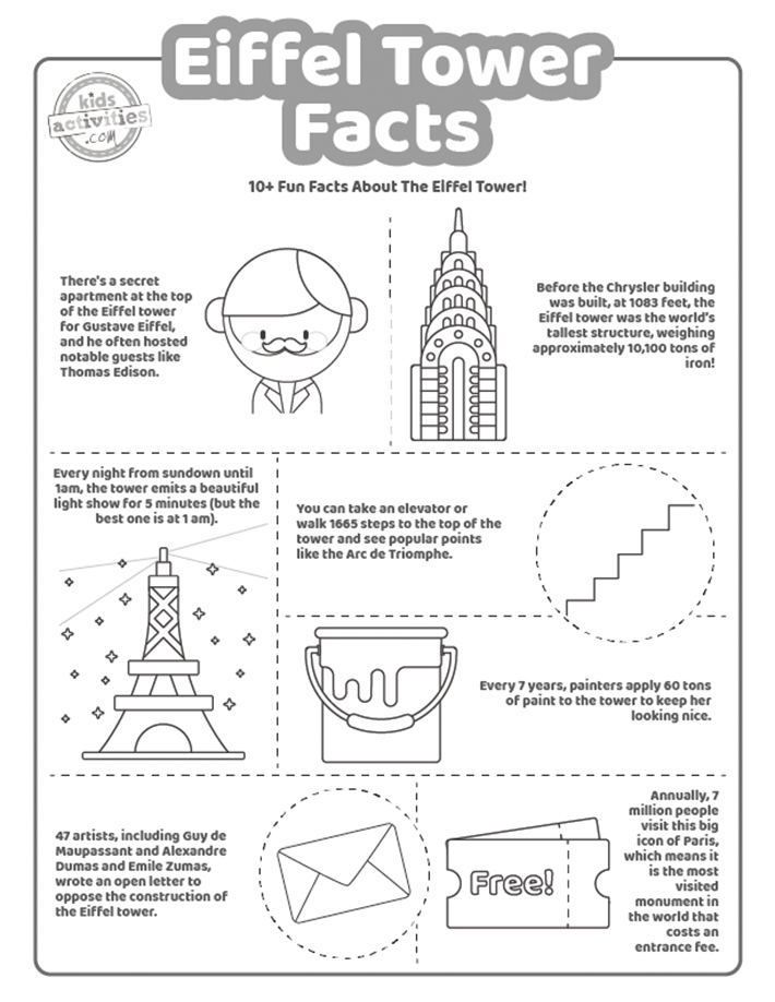 Cool eiffel tower facts to print color kids activities blog