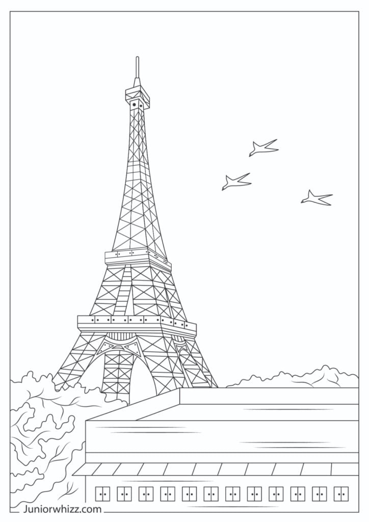 Eiffel tower coloring pages for kids printable pdfs