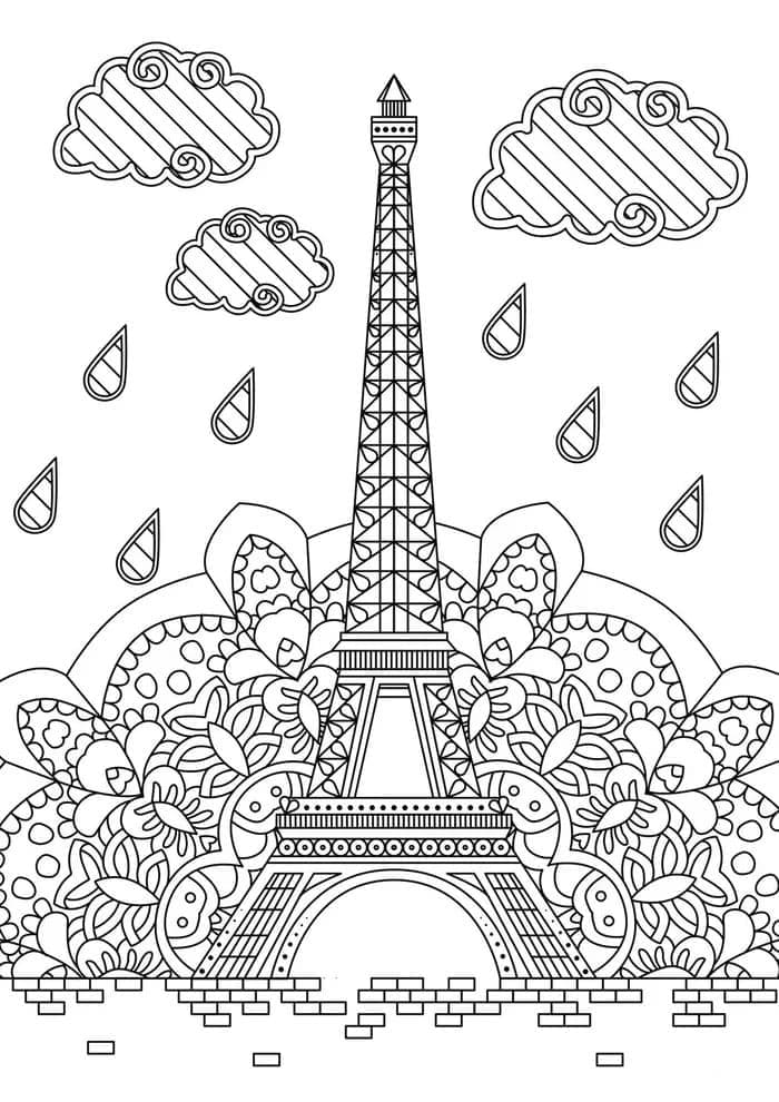 Eiffel tower art coloring page