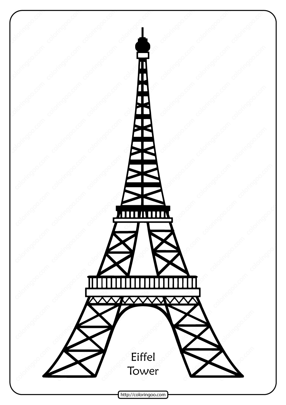 Free printable eiffel tower pdf vector outline