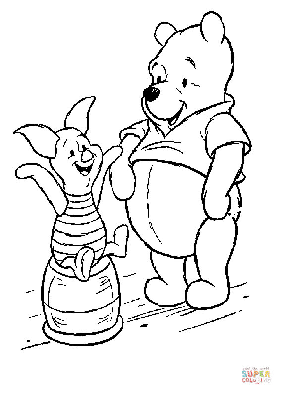 Piglet and pooh coloring page free printable coloring pages