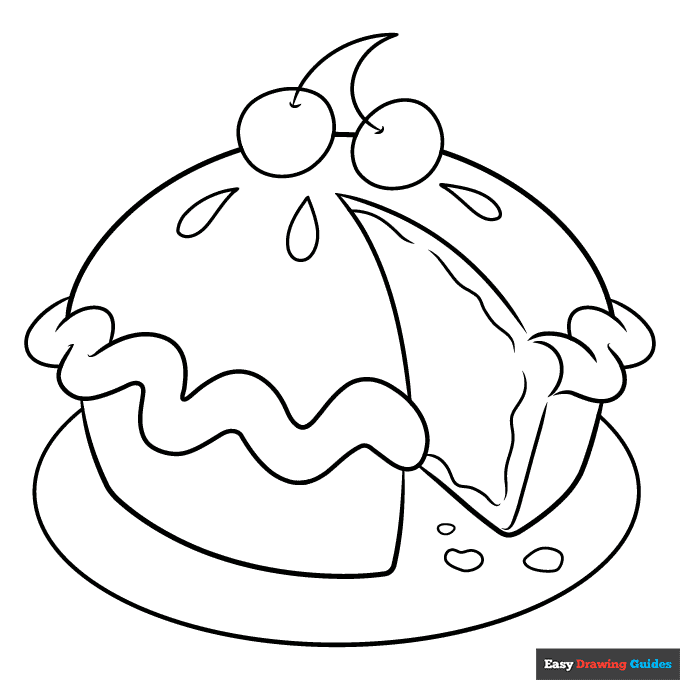 Cherry pie coloring page easy drawing guides