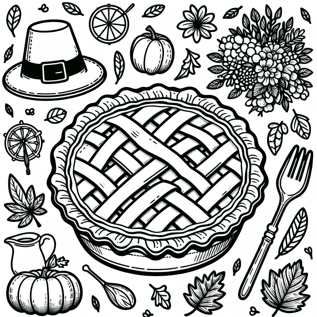 Thanksgiving pie coloring pages