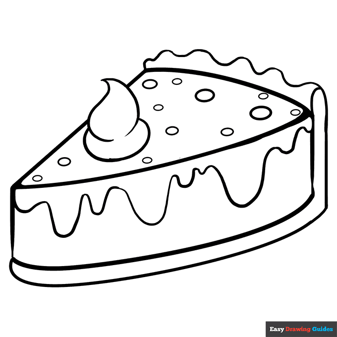 Pie coloring page easy drawing guides