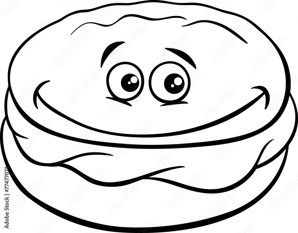 Whoopie pie cartoon coloring page vector