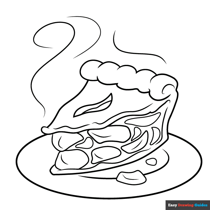 Apple pie coloring page easy drawing guides