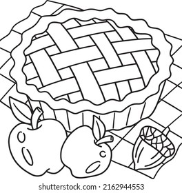 Thanksgiving apple pie coloring page kids stock vector royalty free