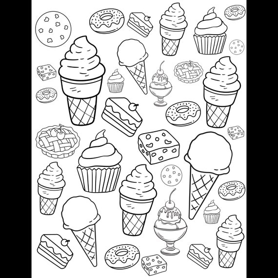 Dessert coloring page ice cream coloring page cake coloring page pie coloring page