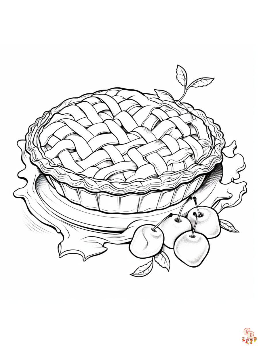 Printable pie coloring pages free forv kids and adults