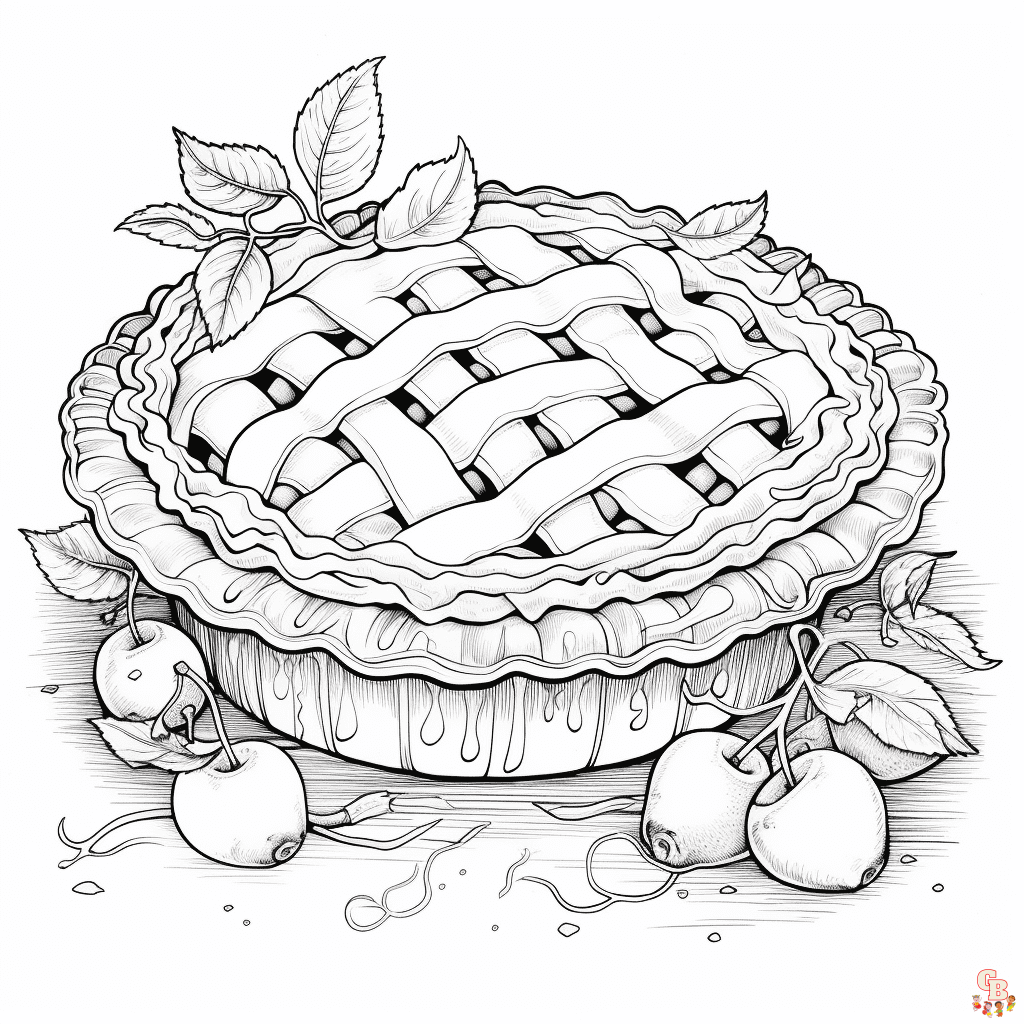 Printable pie coloring pages free forv kids and adults