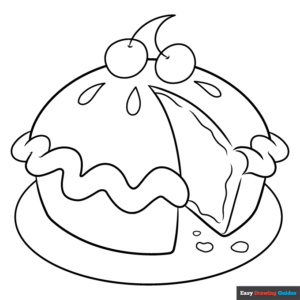 Cherry pie coloring page easy drawing guides