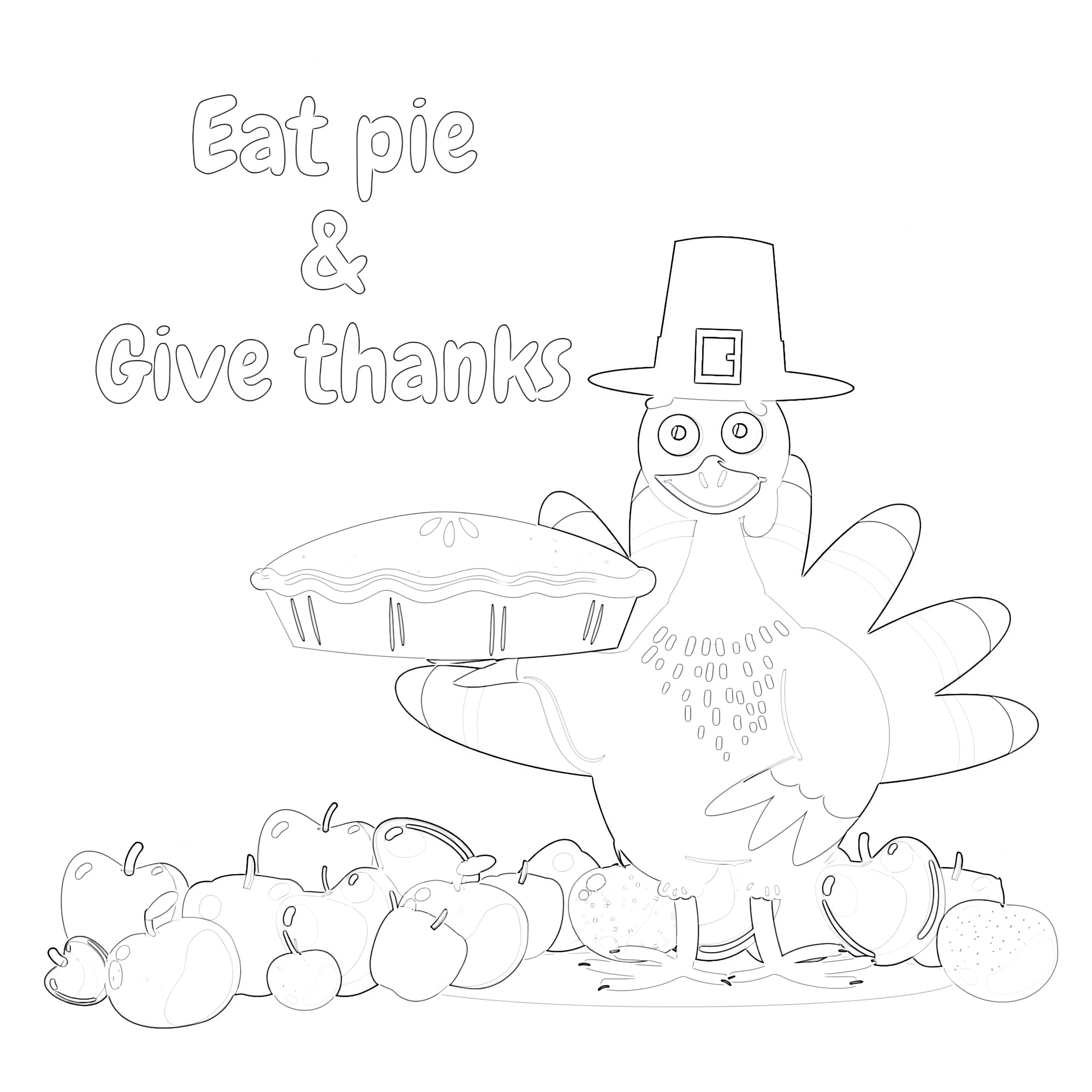 Eat pie and give thanks coloring page