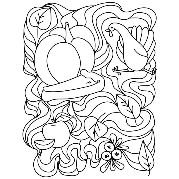 Pie coloring page stock illustrations royalty