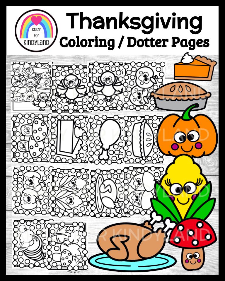 Thanksgiving coloring dauber pages turkey pie leaves cornucopia