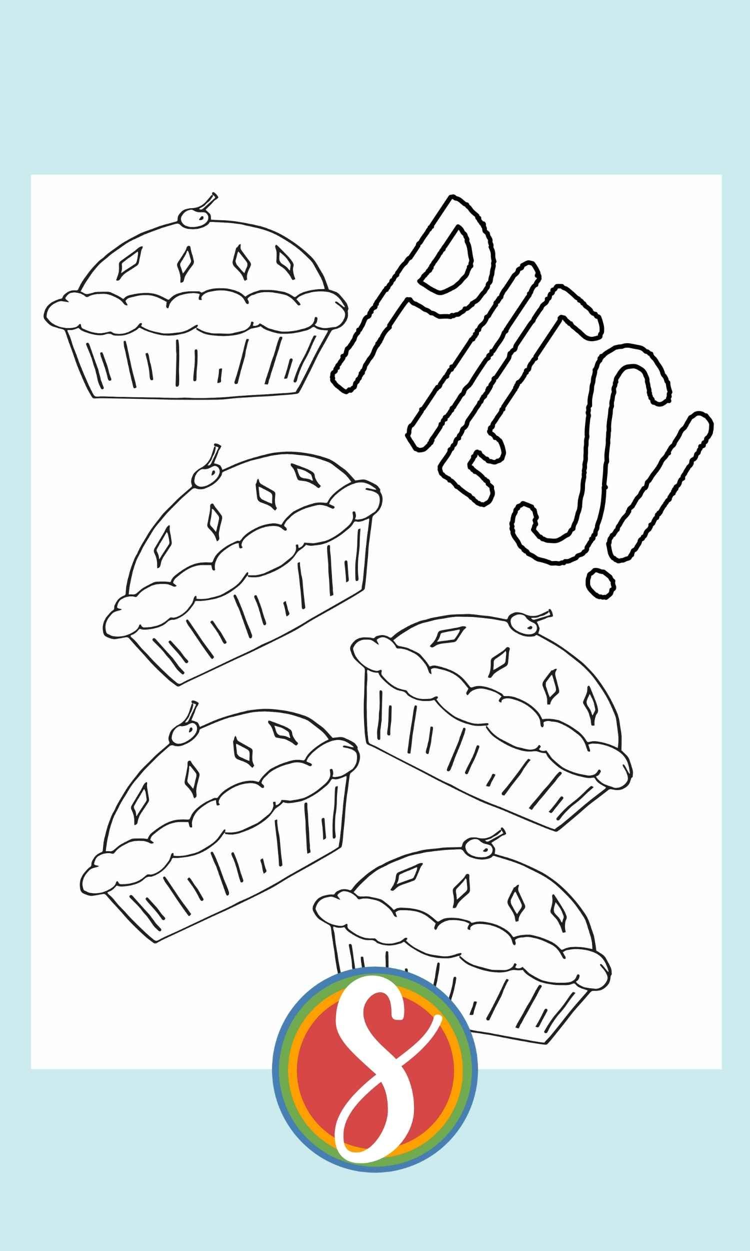 Free pie coloring page â stevie doodles