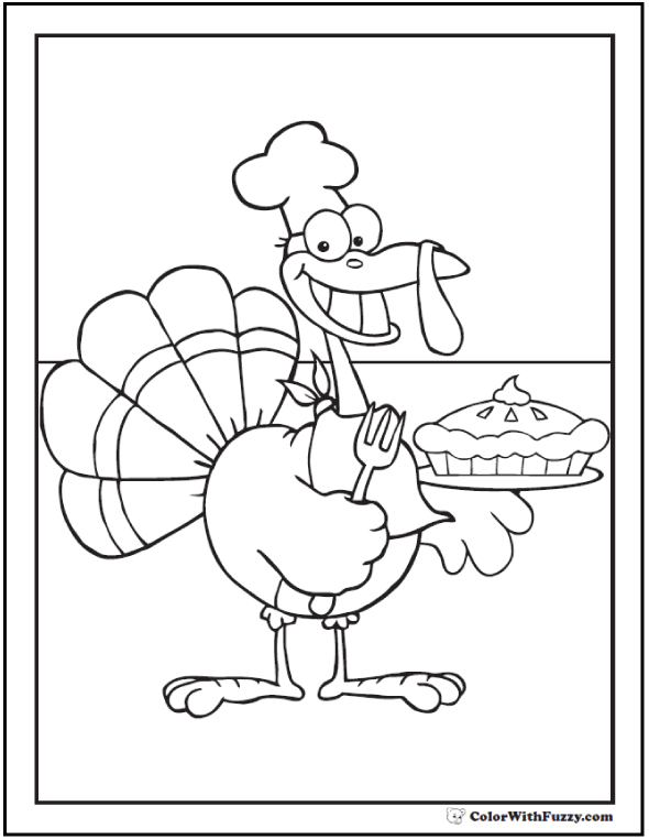 Turkey coloring sheet chef pie maker