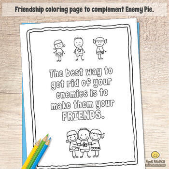 Free enemy pie friendship poster and coloring page