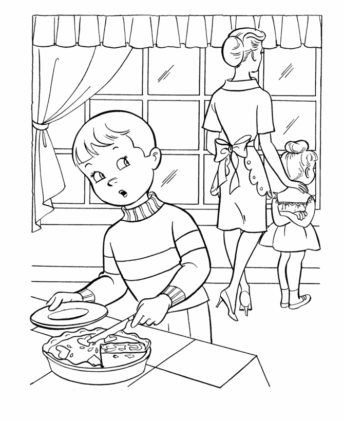 Thanksgiving dinner coloring page sheets