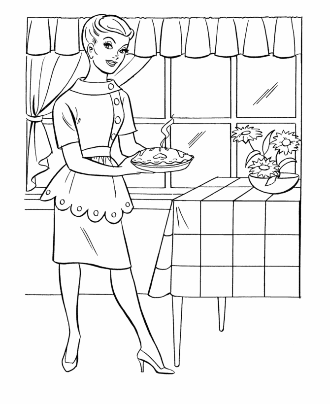 Thanksgiving dinner coloring page sheets