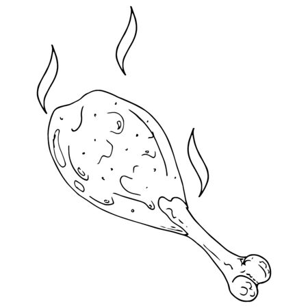 Vector de una pierna de pollo pollo asado pollo frito dibujado a mano ilustracion svg vectorial clip art vectorizado libre de derechos image