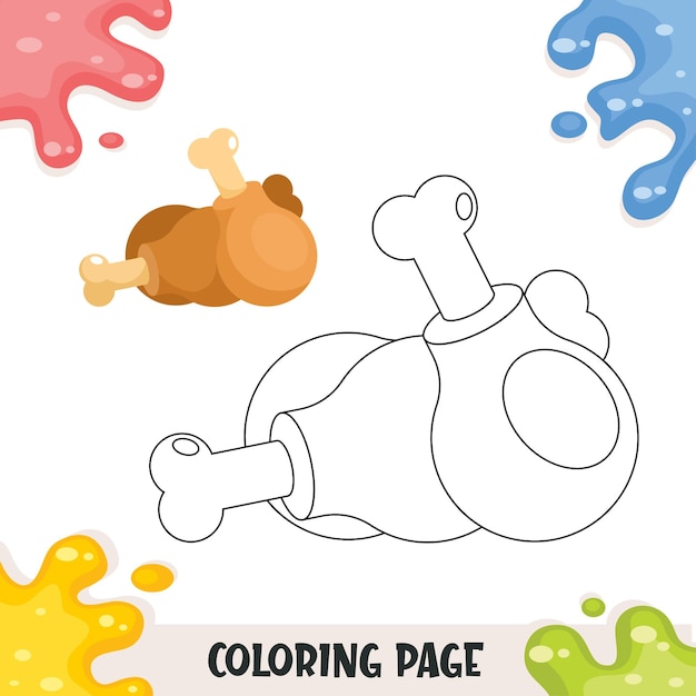 Dibujos para colorear para niãos con ilustraciãn de piernas de pollo frito vector premium