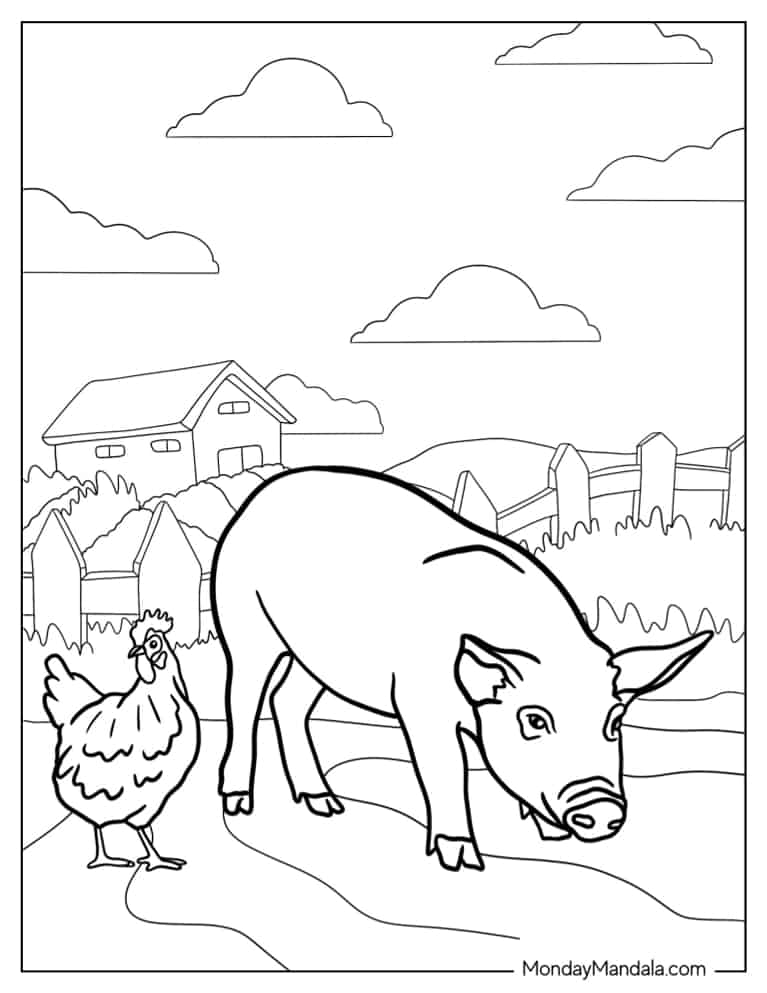 Pig coloring pages free pdf printables