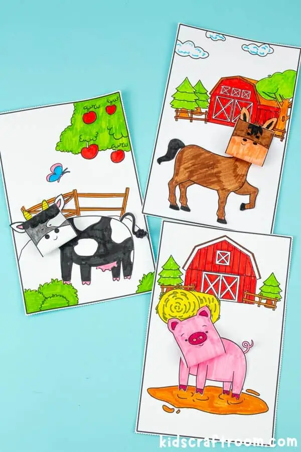 D coloring pages farm animals free printable