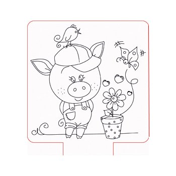 Little pig with flower pot d illusion lamp plan vector file op