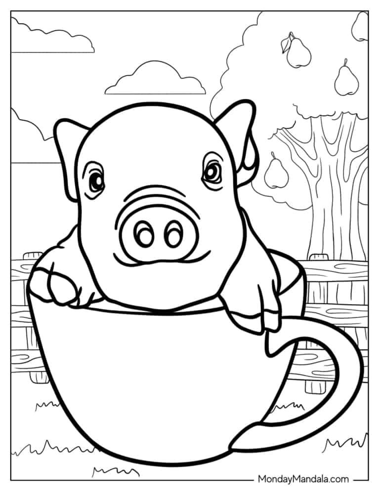 Pig coloring pages free pdf printables