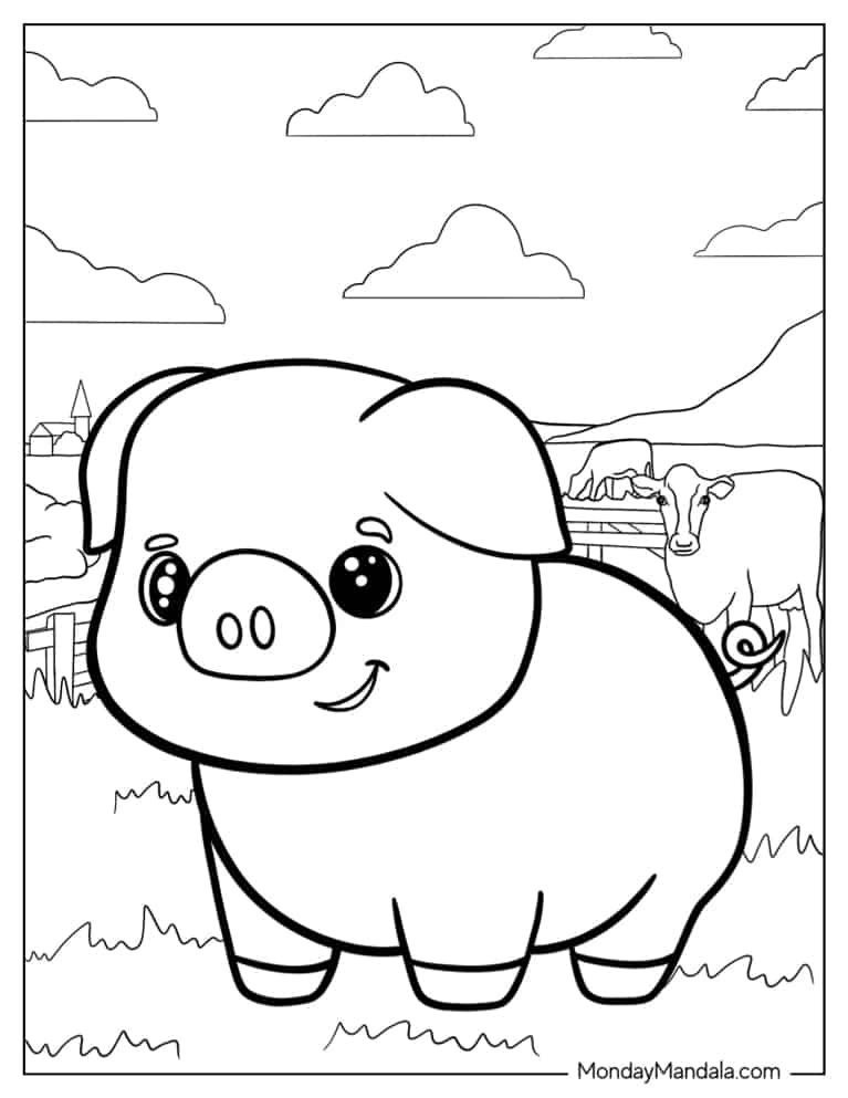 Pig coloring pages free pdf printables