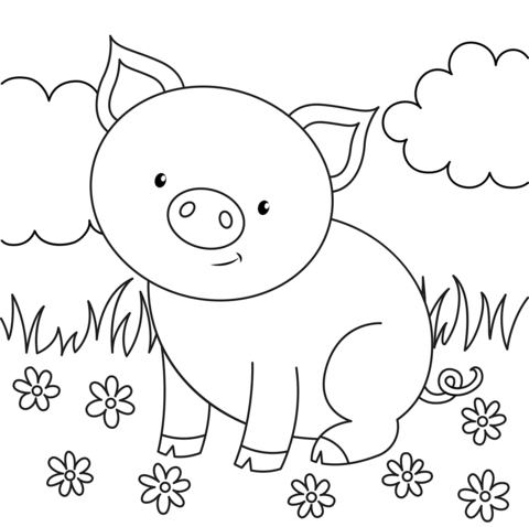 Cute pig coloring page free printable coloring pages