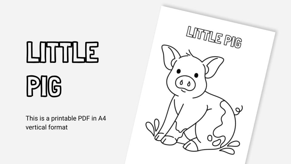 Little pig printable coloring worksheet