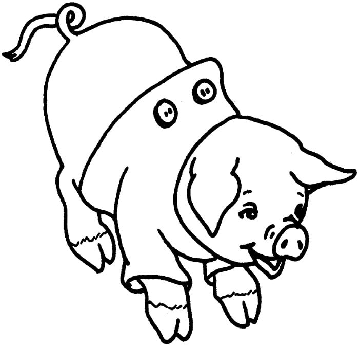 Pig shape s crafts and colouring pages