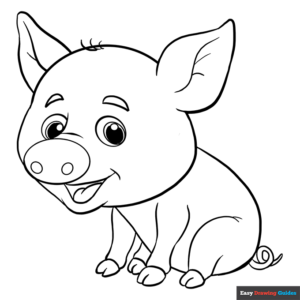 Baby pig coloring page easy drawing guides