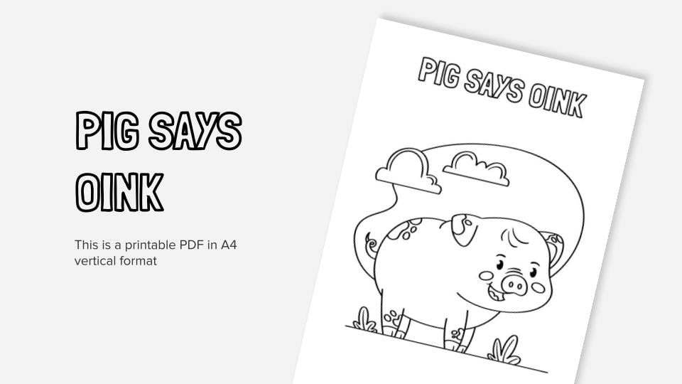 Pig says oink printable coloring worksheet