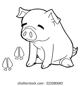 Pig paw print coloring pages vector stock vector royalty free