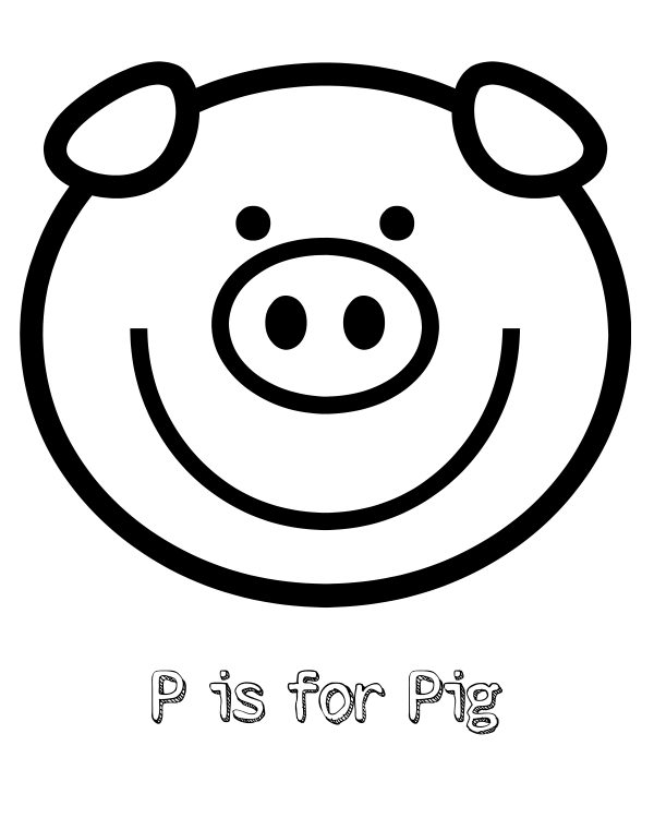 Free printable p is for pig coloring page