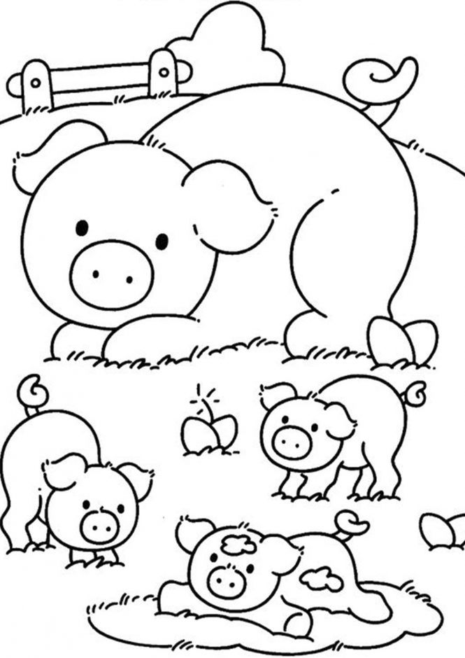 Free easy to print pig coloring pages