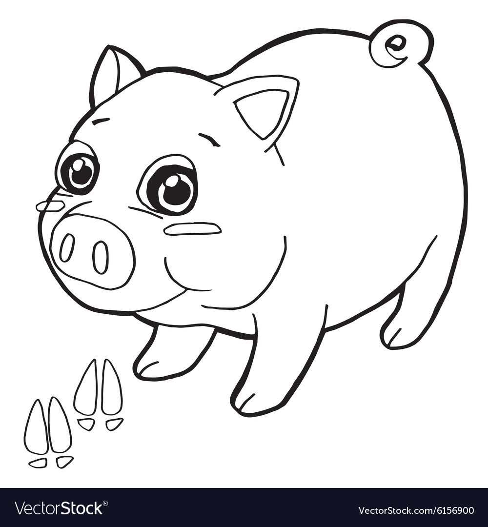 Pig with paw print coloring pages royalty free vector image