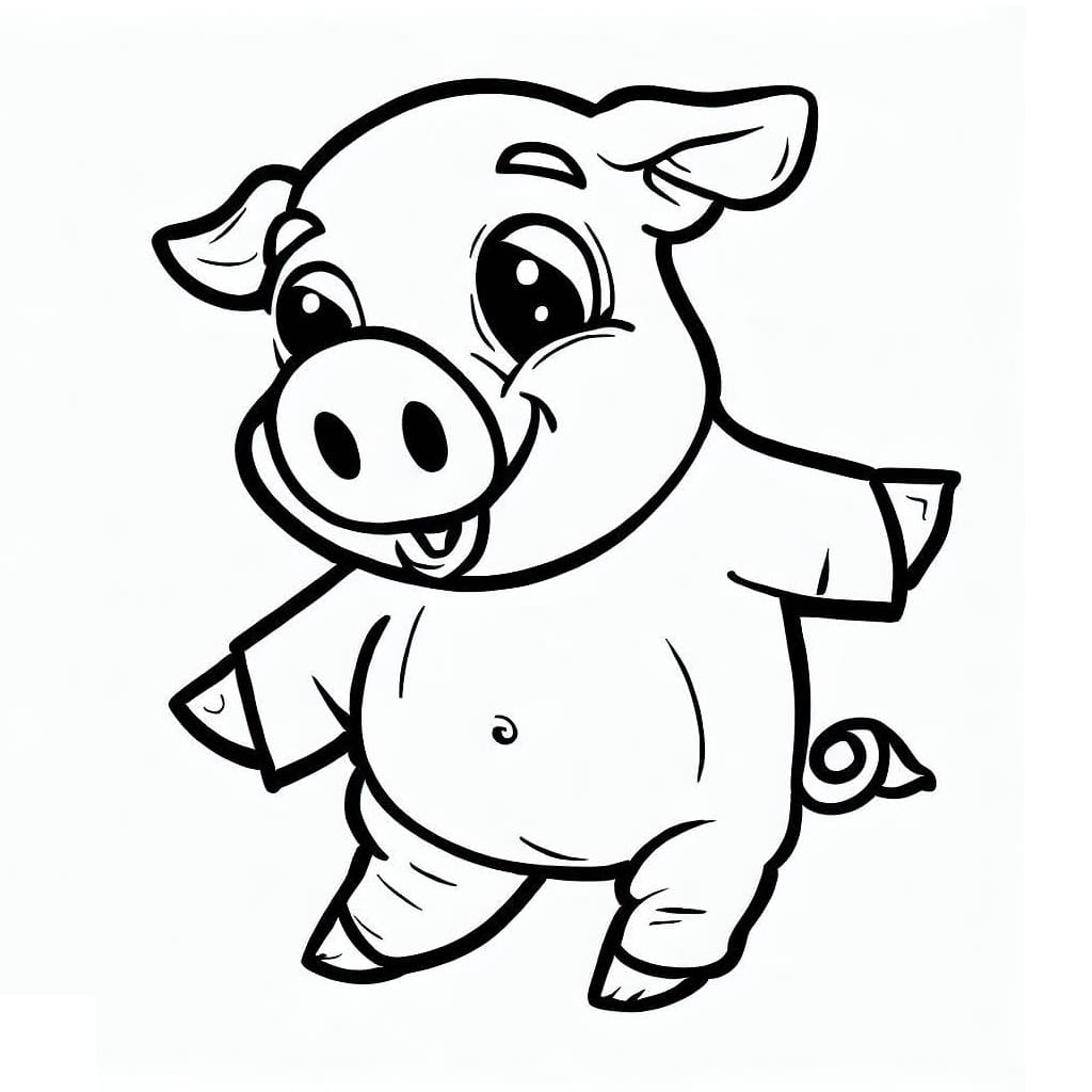 Smiling pig coloring page