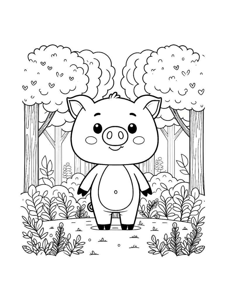 Free pig coloring pages for kids